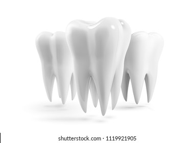 Realistic vector human tooth icon. Design template. Tooth isolated icon set. Healthy teeth 3d logo with white enamel and root. Dentistry, dental health care, dentist office, oral hygiene themes.