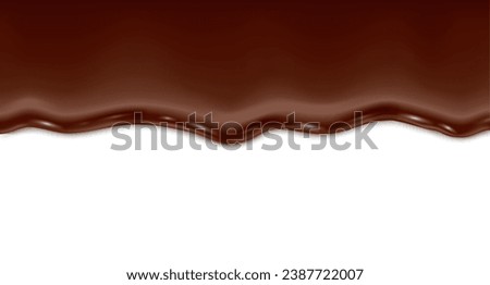 realistic vector icon illustration.  Choco syrop. Dripping melting chocolate. Isolated on white background.