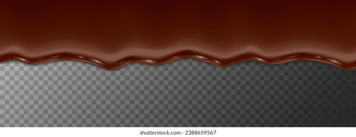 realistic vector icon illustration. seamless melting chocolate line dripping on transparent background.