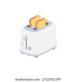  ilustração de ícone de vetor realista, torradeira com pão torrado. Isolado no fundo branco.