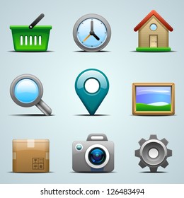 Realistic vector icons for mobile apps or web