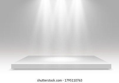 Ilustración vectorial realista de una plataforma 3D sobre un fondo transparente. Un lugar para establecer algo.