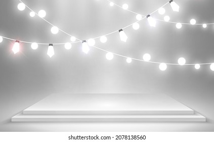 Realistic vector illustration of a 3D platform on a transparent background. A place to establish something.	

