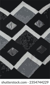 Ilustración vectorial realista textura de tela abstracta.Inserciones detalladas en cuero negro genuino sobre fondo de madera de punto con un patrón abstracto.
