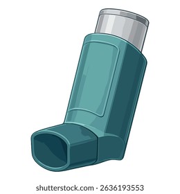 Ilustração vetorial realista de um inalador de asma - Dispositivo médico de tampa aberta para tratamento respiratório