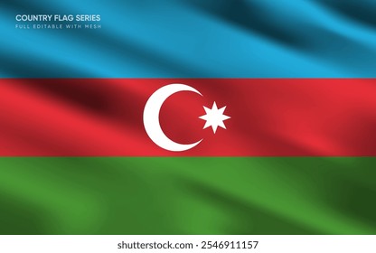 Realistic vector illustration of Azerbaijan flag, EPS10