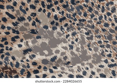 Realistic vector illustration of background with leopard texture, close up. Leopard dyed fabric.