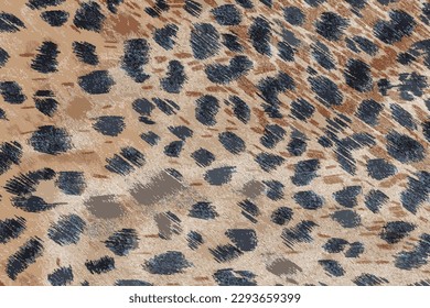 Realistic vector illustration of background with leopard texture, close up. Leopard dyed fabric.