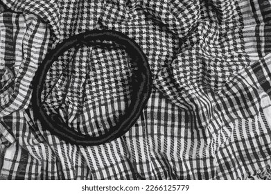 Realistic vector illustration background texture, pattern. Wool scarf, like Yasser Arafat. The Palestinian keffiyeh is a black and white checkered scarf that is usually worn around the neck or head.
