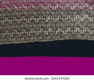 Realistic vector illustration of Beige openwork lace on a black-burgundy background
