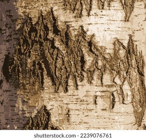 Realistic vector illustration of birch bark texture. Texture of birch bark. Birch background. Birch trunk, Betula pendula.
