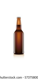 Realistic vector illustration of black bottle with dark beer