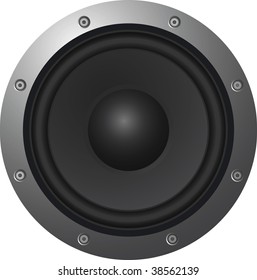 the realistic vector illustration of black loudspeaker svg