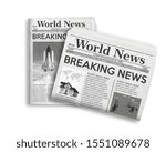 Realistic vector illustration of black and white newspaper layout.