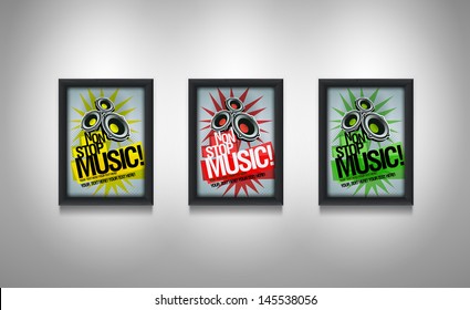 Realistic vector illustration of black wooden frames.