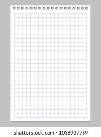 Realistic vector illustration of blank squared paper sheet