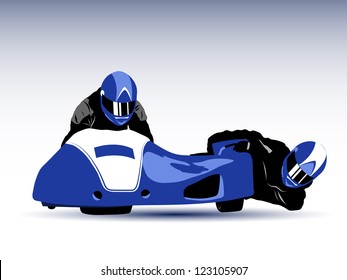 Realistic vector illustration of blue motorcycle sidecar