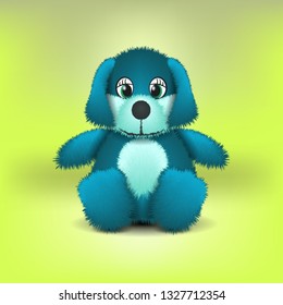 realistic vector illustration of a blue plush dog