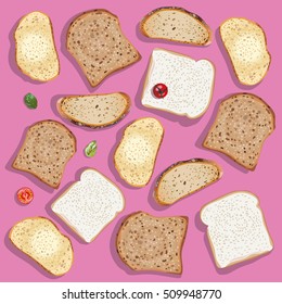 realistic vector illustration of bread and sandwich