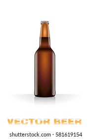 Realistic vector illustration of brown beer bottle