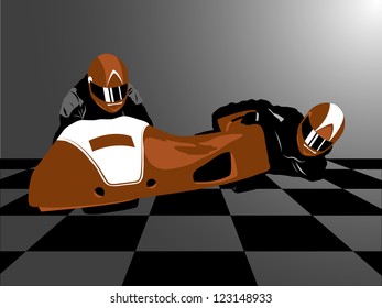 Realistic vector illustration of brown motorcycle sidecar