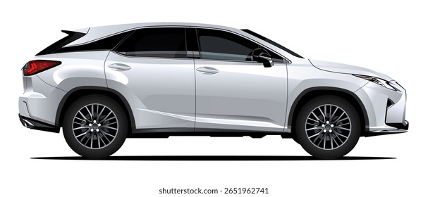 Realistic vector illustration car side view isolated in transparent background.	