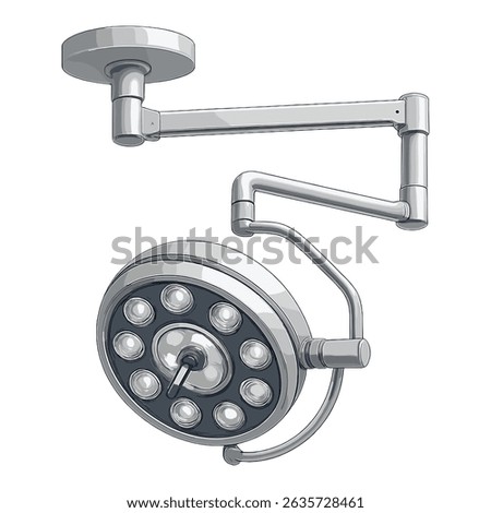 Realistic Vector Illustration of Ceiling-Mounted Surgical Light – Medical Operating Room Lamp