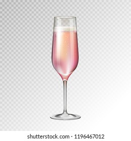 Realistic vector illustration of champagne glass isolated on transperent background