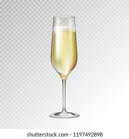 Realistic vector illustration of champagne glass isolated on transperent background