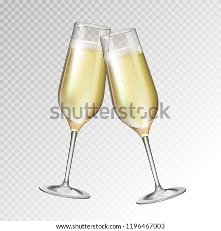 Realistic vector illustration of champagne glass isolated on transperent background