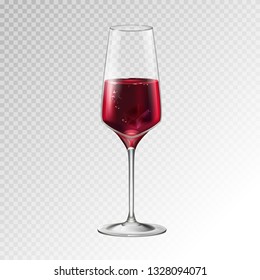 Realistic vector illustration of champagne or wine glass isolated on transperent background