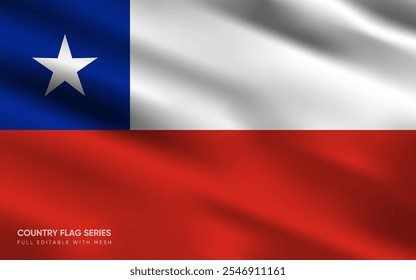 Ilustração vetorial realista da bandeira do Chile, EPS10