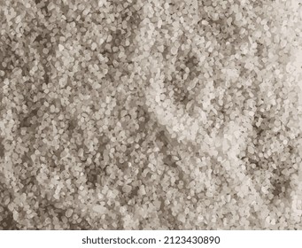 Realistic vector illustration of coarsely ground salt background. Close-up. Texture of sea salt for food seasoning.