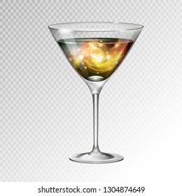 Realistic vector illustration of cocktail cosmopolitan glass with space background inside