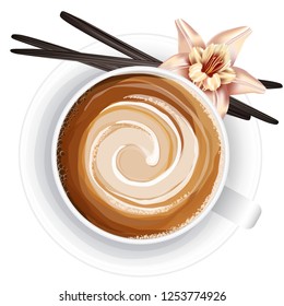 Realistic vector illustration of coffee cup on white