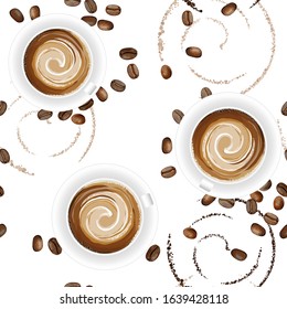 Realistic vector illustration of coffee cup on white background