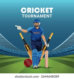 Realistic Vector Illustration For Cricket Championship match