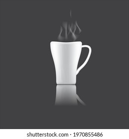 realistic vector illustration a cup of hot drink with smoke on dark grey background