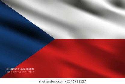 Ilustração vetorial realista da bandeira da Chéquia, EPS10