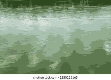 Realistic vector illustration of Danube river surface background in winter sunny day. Reflection of sun glare on the water surface with characteristic ripples.
