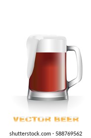 Realistic vector illustration of dark beer glass mug