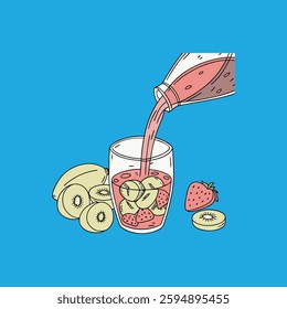 Realistic vector illustration of delicious smoothies in vibrant colors. Perfect for menus, advertisements, and food-related designs. High-quality and fully scalable.