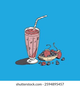 Realistic vector illustration of delicious smoothies in vibrant colors. Perfect for menus, advertisements, and food-related designs. High-quality and fully scalable.