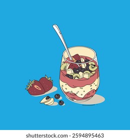 Realistic vector illustration of delicious smoothies in vibrant colors. Perfect for menus, advertisements, and food-related designs. High-quality and fully scalable.