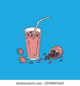 Realistic vector illustration of delicious smoothies in vibrant colors. Perfect for menus, advertisements, and food-related designs. High-quality and fully scalable.