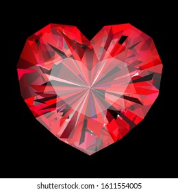 Realistic Vector Illustration Of Diamond Heart The Symbol And Best Gift For Girls On Valentine’s Day Isolated On Black Background For Your Design
