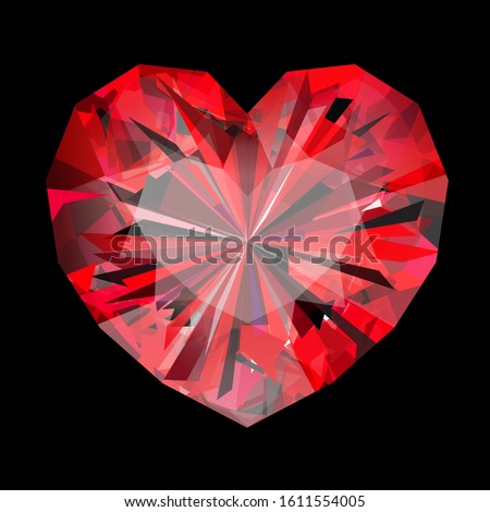 Realistic Vector Illustration Of Diamond Heart The Symbol And Best Gift For Girls On Valentine’s Day Isolated On Black Background For Your Design
