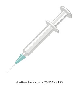 Ilustração de vetor realista de uma seringa descartável - Ferramenta de injeção médica fina