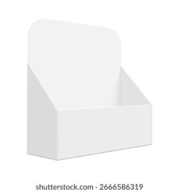 Realistic vector illustration of an empty display box mockup, isolated on white background. Perfect for packaging design, branding presentation, and product marketing visuals