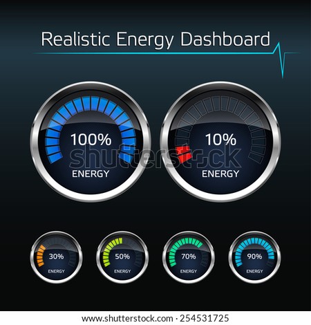 Realistic vector illustration of energy dashboard. Easy editable and well organized vector file. Great for use as an element of infographics.